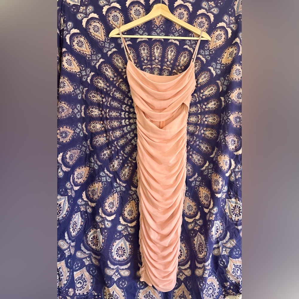 Oh Polly Pink Draped Midi Dress